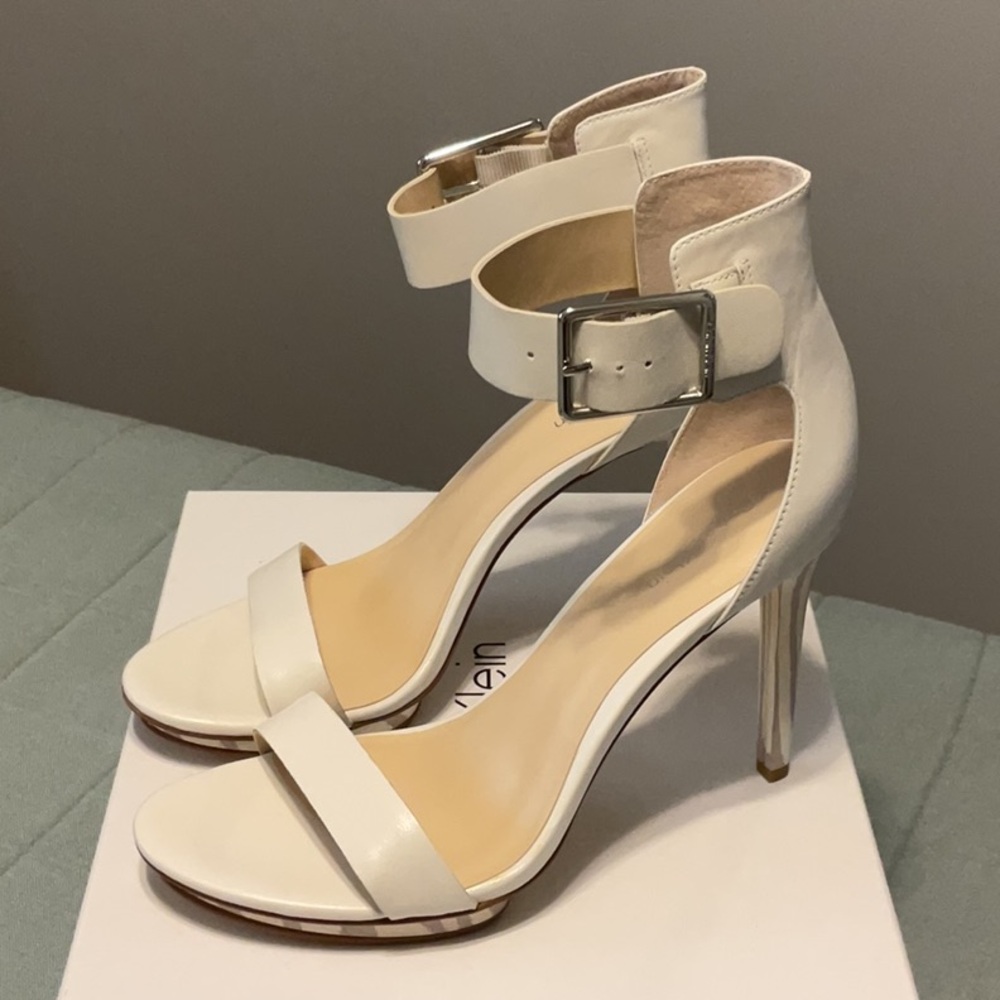 Calvin Klein Women's White Heeled Sandals